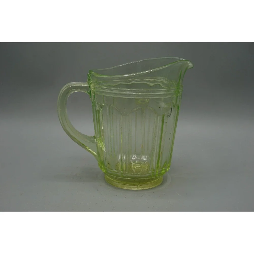 Uranium Hocking Colonial Knife and Fork Green Depression Glass Creamer Pitcher